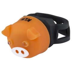 Фонарик задний KLS PIGGY оранжевый: 2 красных LED, 2 режима, батарейки 2хCR2032 в компл., универсальное крепление на подс.штырь, влагозащита IPX3