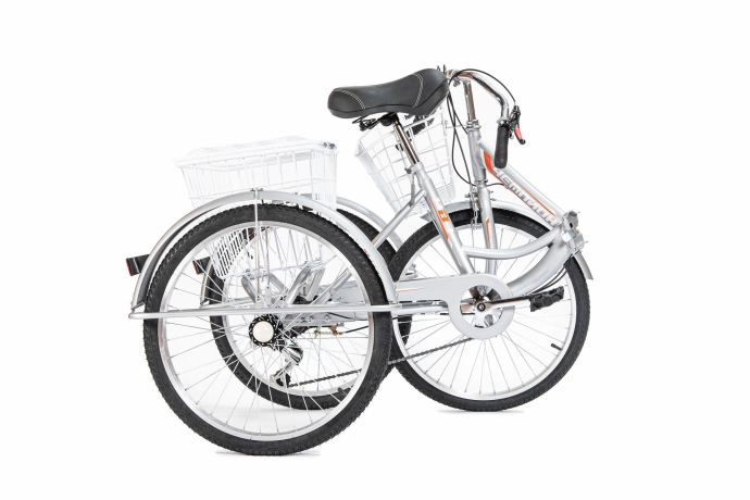 Велосипед трехколесный складной для взрослых РВЗ Чемпион 24" 6 скоростей Серебро