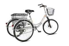 Велосипед трехколесный складной для взрослых РВЗ Чемпион 24" 6 скоростей Серебро