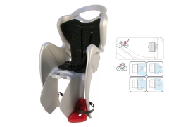 Детское заднее велокресло Bellelli Mr Fox Standard B-Fix. Цвет: тёмно-серый, серебристый, черный, белый, кремовый, тёмно-синий, желтый светоотражающий. Вес до 22 килограмм