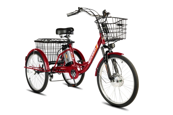 Велосипед электрический трехколесный для взрослых РВЗ Чемпион 24" 6 скоростей Красный