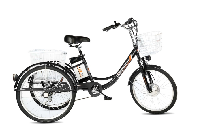 Велосипед электрический трехколесный для взрослых РВЗ Чемпион 24" 6 скоростей Черный