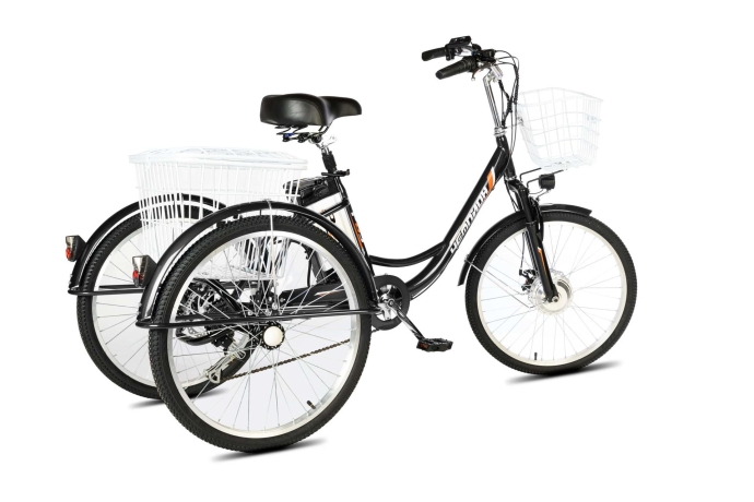 Велосипед электрический трехколесный для взрослых РВЗ Чемпион 24" 6 скоростей Черный