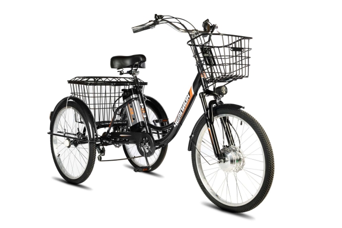 Велосипед электрический трехколесный для взрослых РВЗ Чемпион 24" 6 скоростей Черный