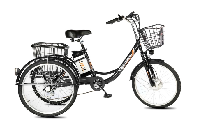 Велосипед электрический трехколесный для взрослых РВЗ Чемпион 24" 6 скоростей Черный