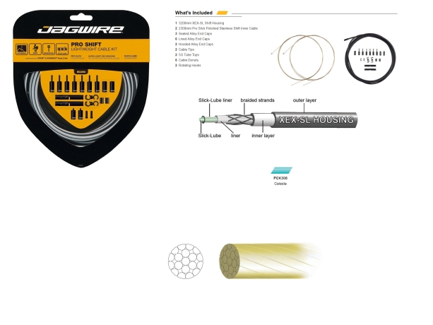 Комплект тросов переключения JAGWIRE Pro Shift Kit, Bianci Celeste