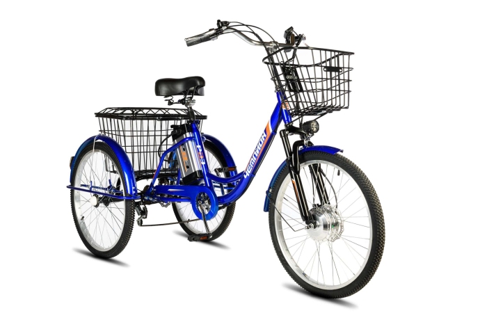 Велосипед электрический трехколесный для взрослых РВЗ Чемпион 24" 6 скоростей Синий